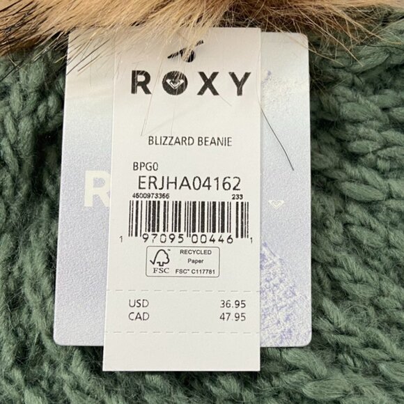 NWT Roxy Dark Forest Green Blizzard Beanie - Picture 6 of 7